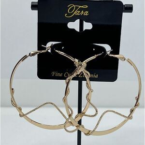 Tara jewelry fine Cubic Zirconia gold tone snake hoop earring